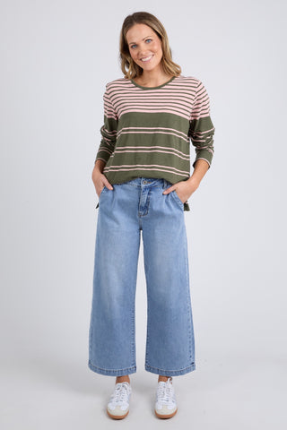 Lexa Stripe L/S Tee - Clover/Pink Stripe