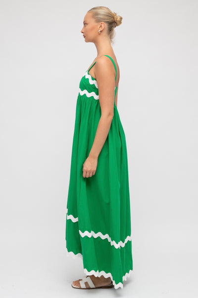 Holly Ric Rac Maxi Dress - Green