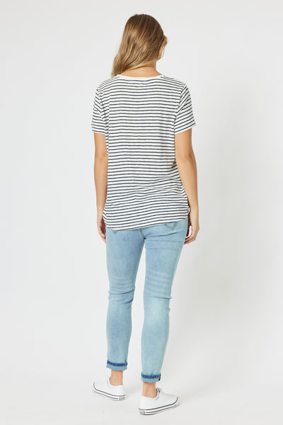 Scout Stripe Tee - Marine/White