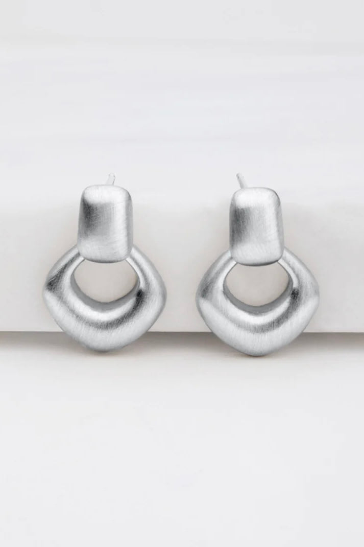 ~ Zafino Nova Brushed Earring - Brushed Silver