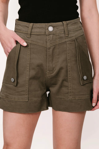 Abbie Lee Denim Short - Dark Khaki