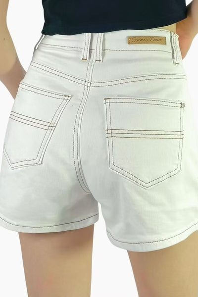 Zoe Denim Shorts - White