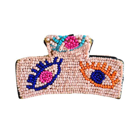 ~ Zoda Beaded Hair Clip - Pink
