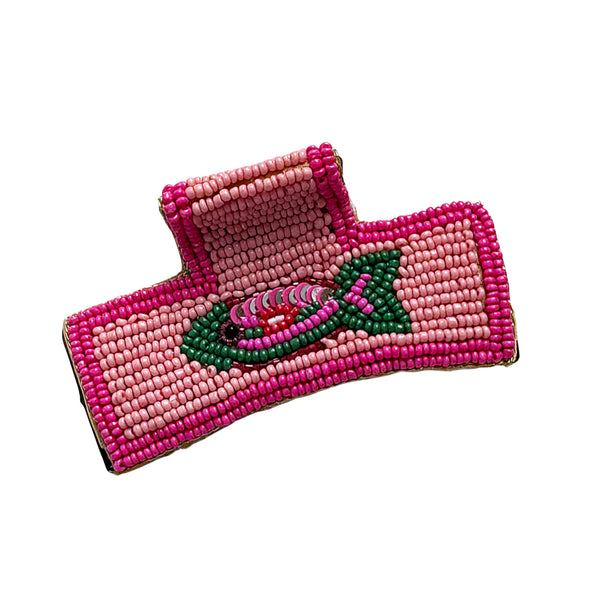 ~ Zoda Beaded Hair Clip - Pink