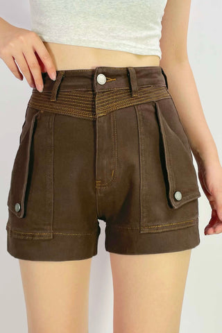 Abbie Grace Contrast Stitch Short - Chocolate
