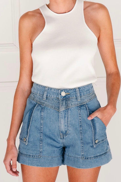 Abbie Flip Pocket Short - Light Blue Wash Denim