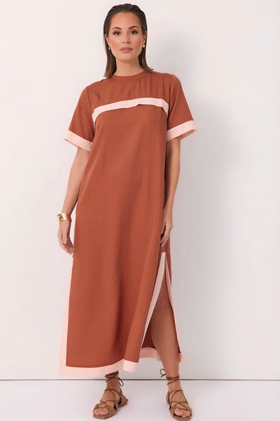 Sienna Short Sleeve Maxi Dress - Tan
