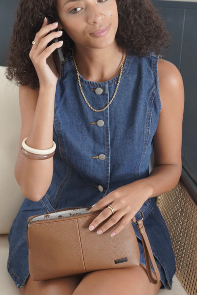 ~ BARE Fifi Clutch - Camel Pebble