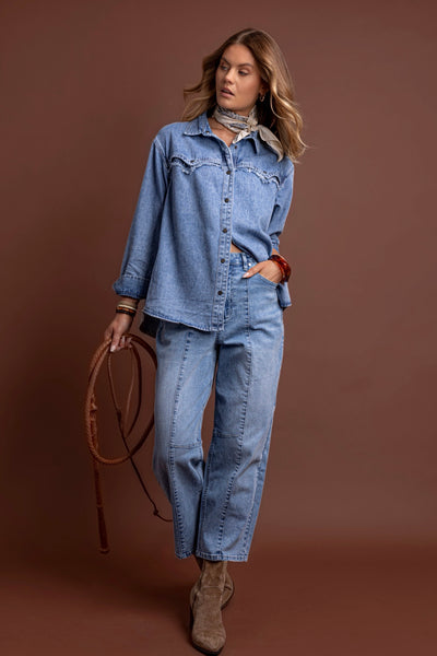 Flynn Western Shirt - Light Blue