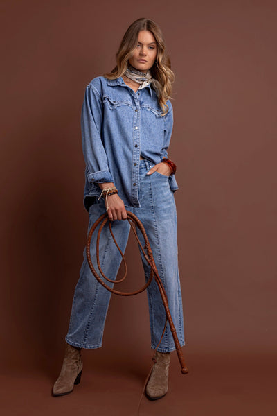 Flynn Western Shirt - Light Blue