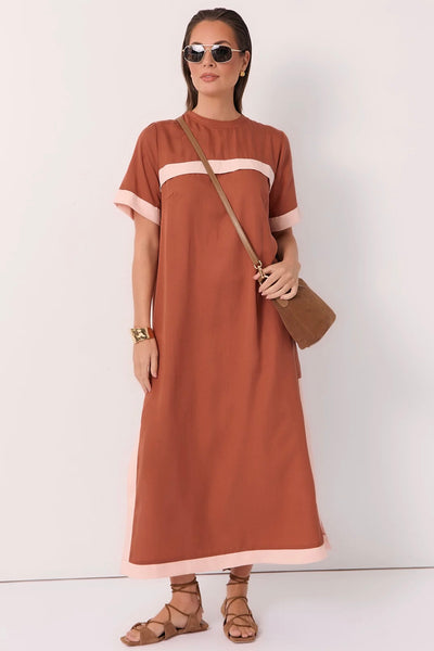 Sienna Short Sleeve Maxi Dress - Tan