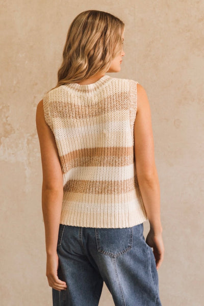 Stripe Knit Vest - Beige Stripe