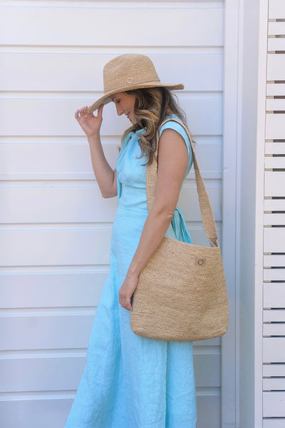 ~ Sundaise Bag - Crochet Raffia Tote Bag - Natural