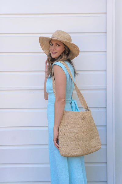 ~ Sundaise Bag - Crochet Raffia Tote Bag - Natural