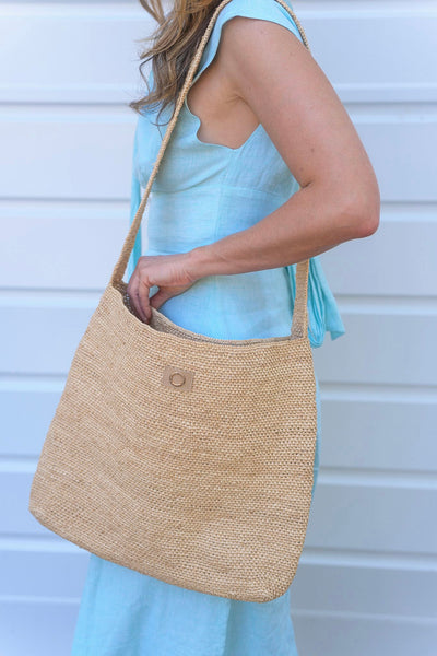 ~ Sundaise Bag - Crochet Raffia Tote Bag - Natural