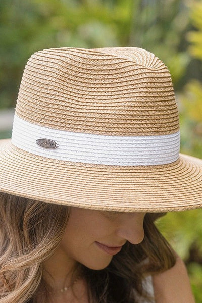 ~ Sundaise Brittany Panama White Band - Natural