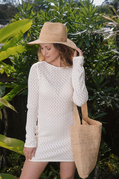 ~ Sundaise Bag - Crochet Raffia Tote Bag - Natural