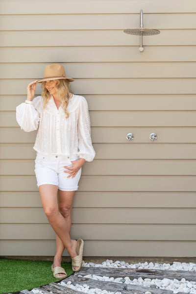 ~ Sundaise Rita Short Brim Panama - Caramel