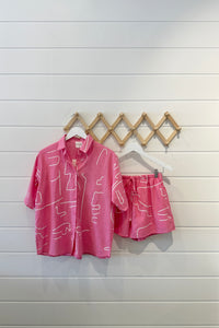 Frankie Marg Short Set - Pink/White