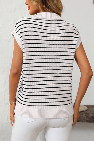 Wynter Stripe Knit Vest - White