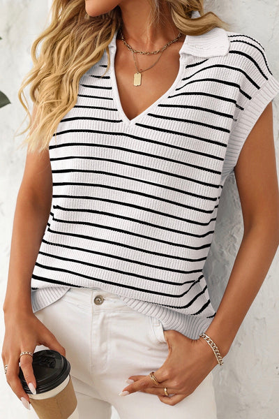 Wynter Stripe Knit Vest - White