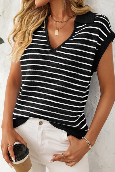 Wynter Stripe Knit Vest - Black