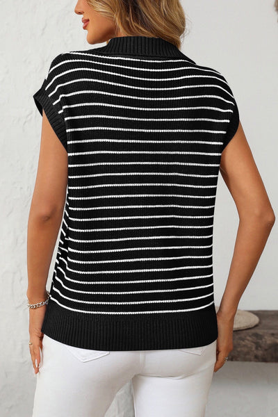 Wynter Stripe Knit Vest - Black