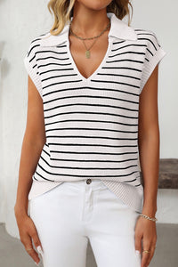 Wynter Stripe Knit Vest - White