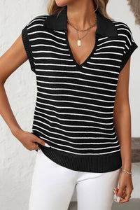 Wynter Stripe Knit Vest - Black