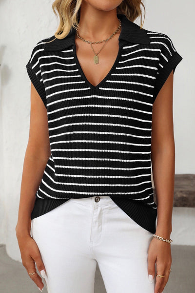 Wynter Stripe Knit Vest - Black