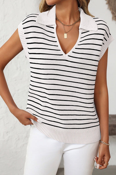 Wynter Stripe Knit Vest - White