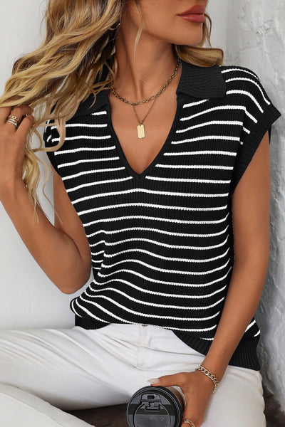 Wynter Stripe Knit Vest - Black