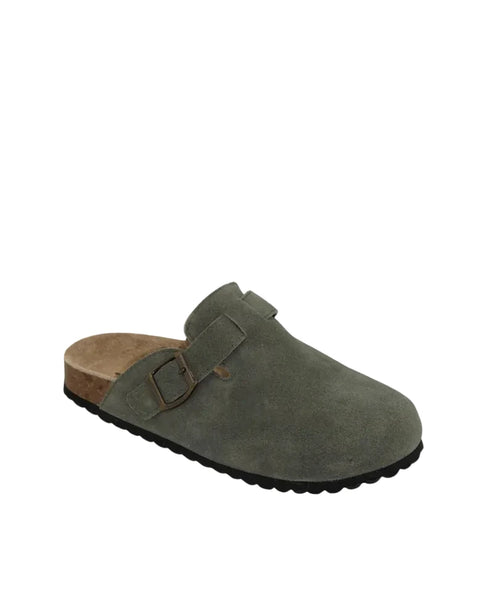~~~ HUMAN Lara Closed Toe Slide - Vintage Green Suede