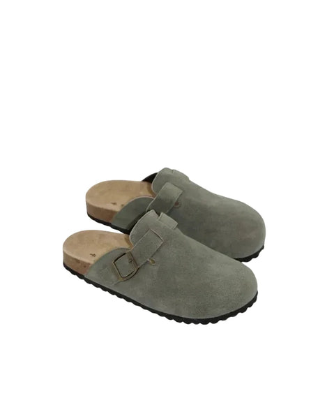 ~~~ HUMAN Lara Closed Toe Slide - Vintage Green Suede