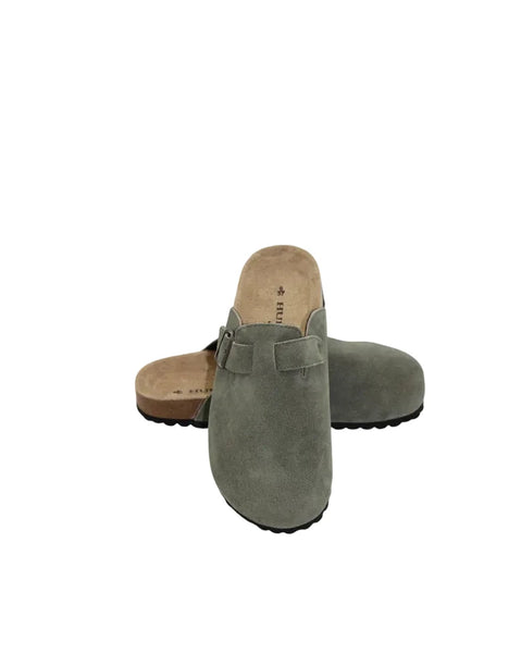 ~~~ HUMAN Lara Closed Toe Slide - Vintage Green Suede