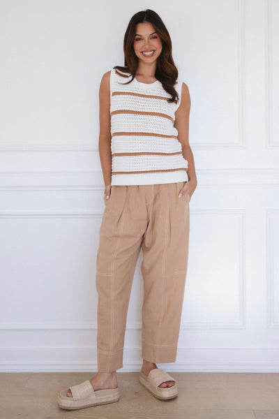 Aria Stitched Up Pant - Honey