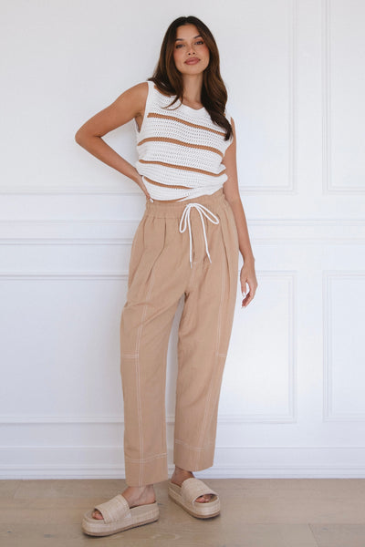 Aria Stitched Up Pant - Honey