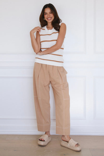 Aria Stitched Up Pant - Honey
