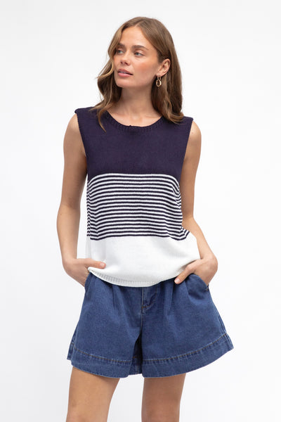 Coastal Knit Tank - Navy