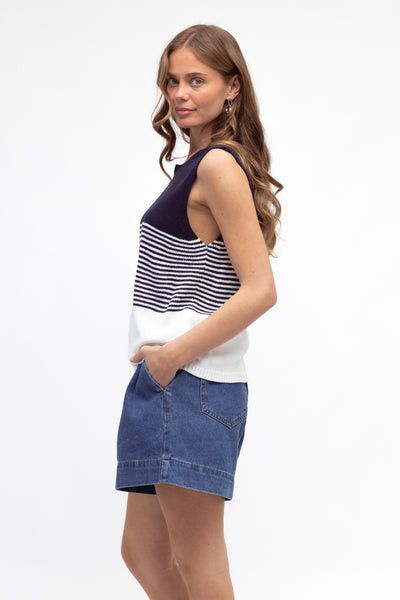 Coastal Knit Tank - Navy
