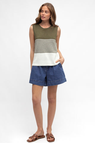 Coastal Knit Tank - Olive