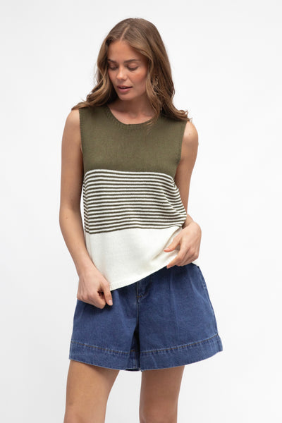 Coastal Knit Tank - Olive