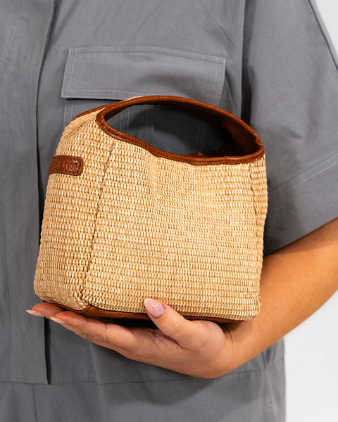 ~ ELMS+KING Linton Crossbody - Tan Pebble/Natural Weave