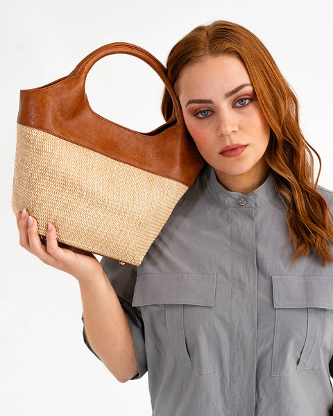 ~ ELMS+KING Miller Tote - Tan Pebble/Natural Weave