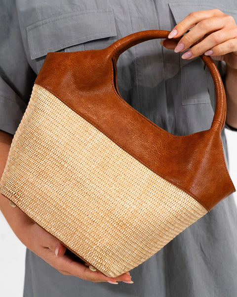 ~ ELMS+KING Miller Tote - Tan Pebble/Natural Weave