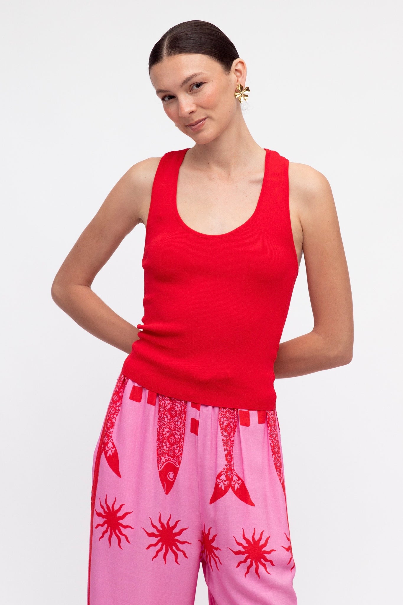 Lia Scoop Tank - Red