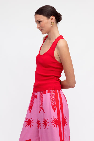 Lia Scoop Tank - Red
