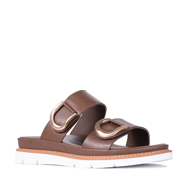 ~ LOS CABOS San Double Strap Slide - Chestnut