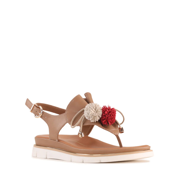 ~~~ LOS CABOS Sania Pom Pom Detail Sandal - Taupe