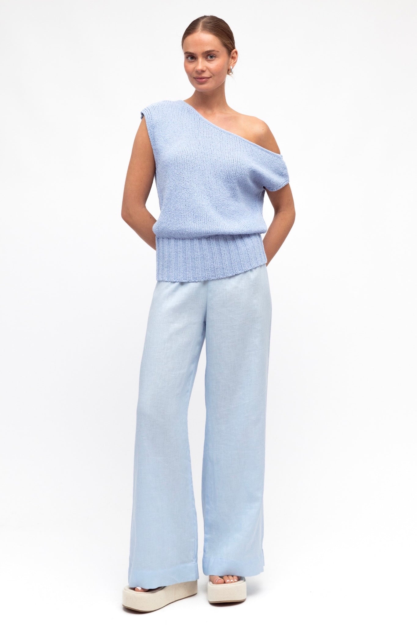 Sunny Off The Shoulder Knit - Blue
